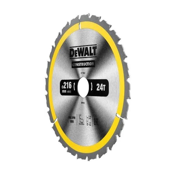 Диск пильный DeWALT CONSTRUCTION 216 х 30 мм, 24z (ATB) - 5 градусов (DT1952) изображение 2