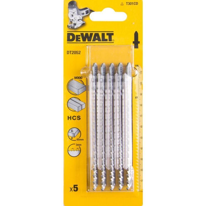 Полотно DeWALT для электролобзика, по древесине, фигурный, L=116, WL=87, 3 мм, 5 шт (DT2052)