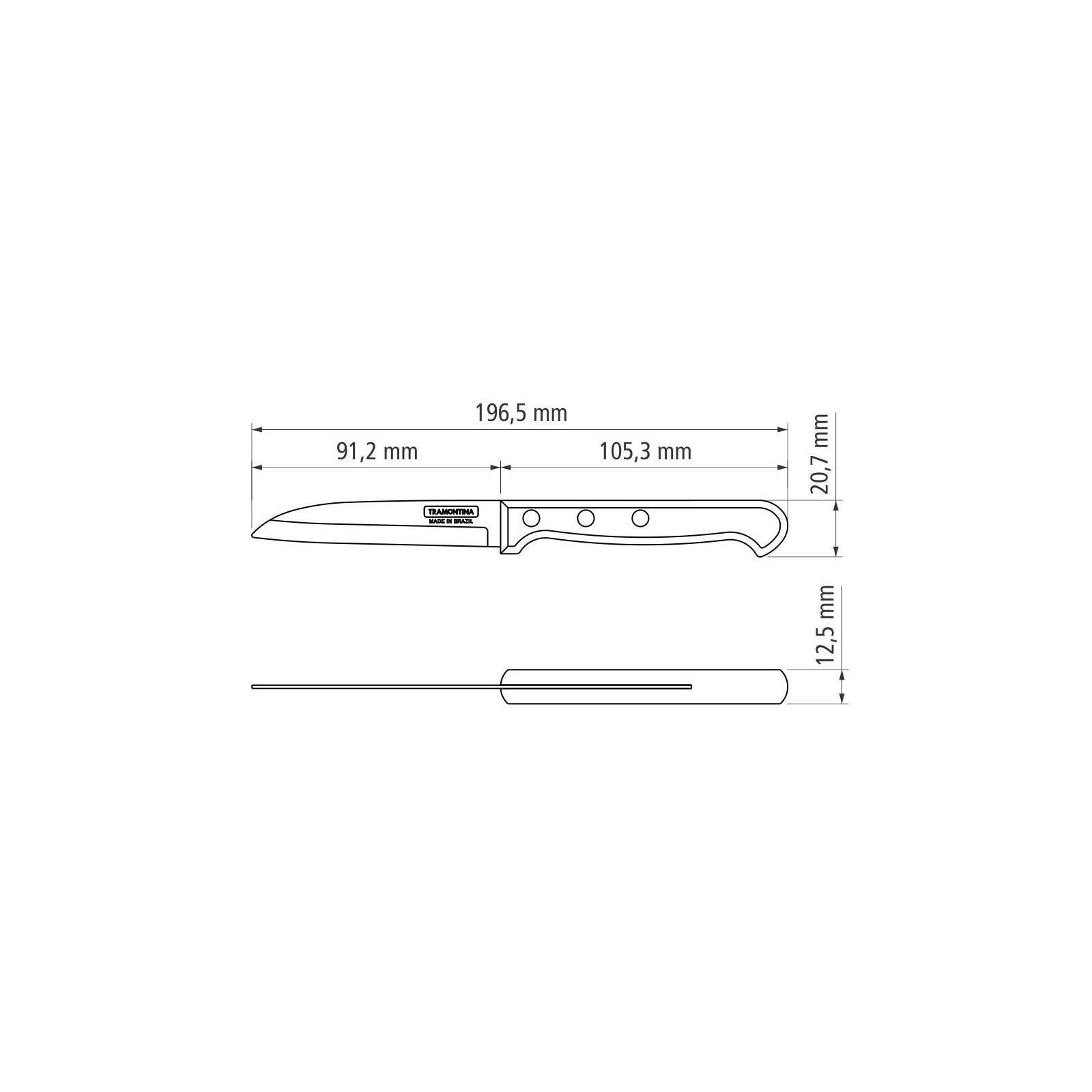 Кухонный нож Tramontina Polywood Vegetable 76 мм Червоне Дерево (21121/173) изображение 4