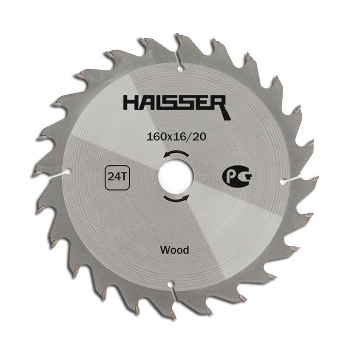 Диск пильний HAISSER по дереву - 160х16/20 24 зуб. (16483)
