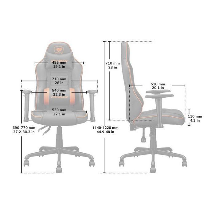 Крісло ігрове Cougar Fusion S Black/Orange зображення 6