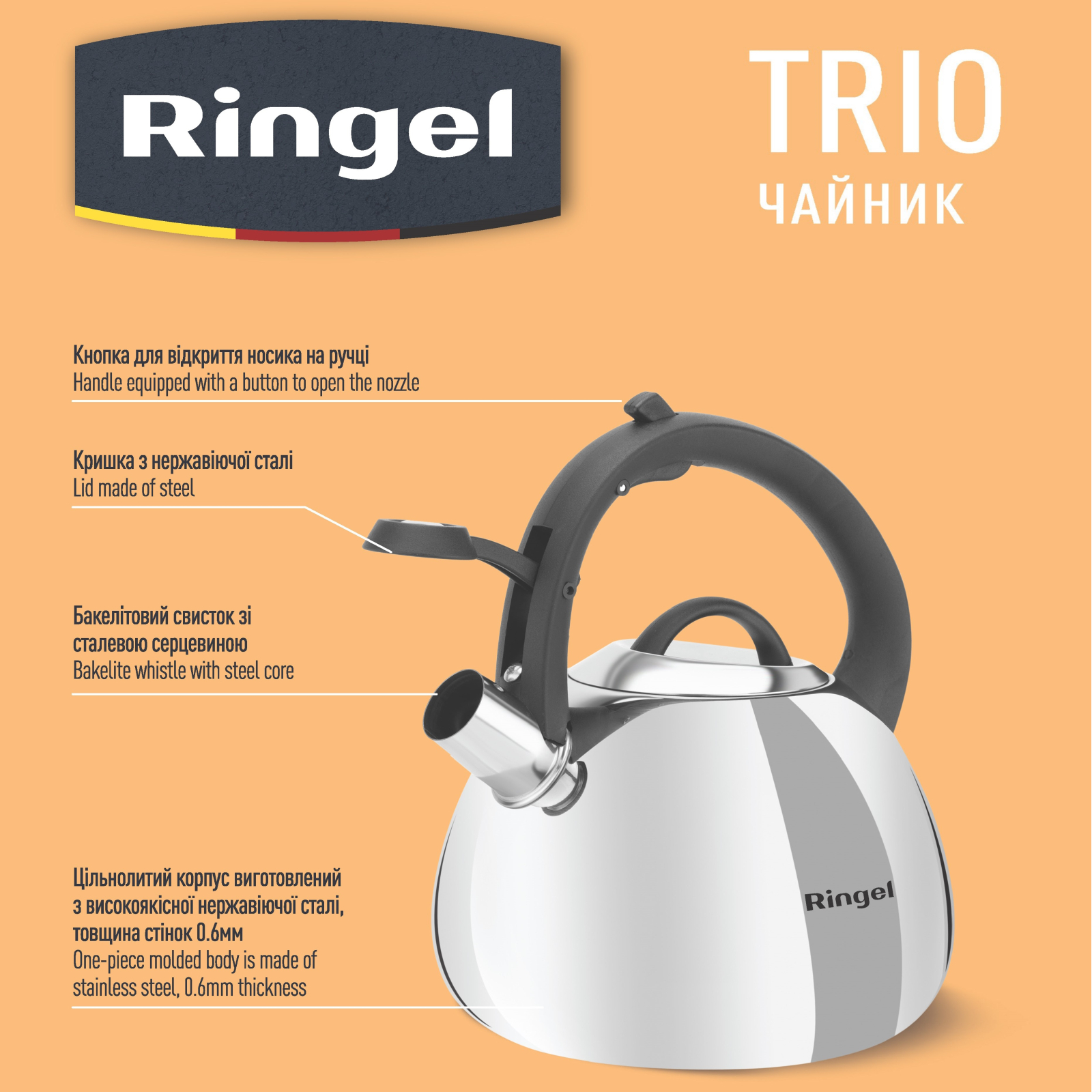 Чайник Ringel Trio 2.5 л (RG-1005) зображення 5