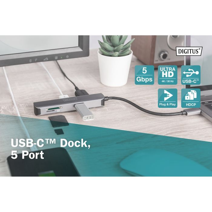 Концентратор Digitus Travel USB-C 5 Port (DA-70891) изображение 9