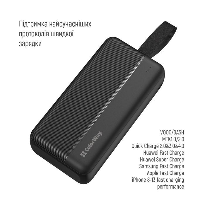 Батарея універсальна ColorWay 30 000 mAh High-power 2 PD/20W, QC/3.0, USB-C/Micro-USB (CW-PB300LPC2BK-PD) зображення 2 Батарея універсальна ColorWay 30 000 mAh High-power 2 PD/20W, QC/3.0, USB-C/Micro-USB (CW-PB300LPC2BK-PD) зображення 2