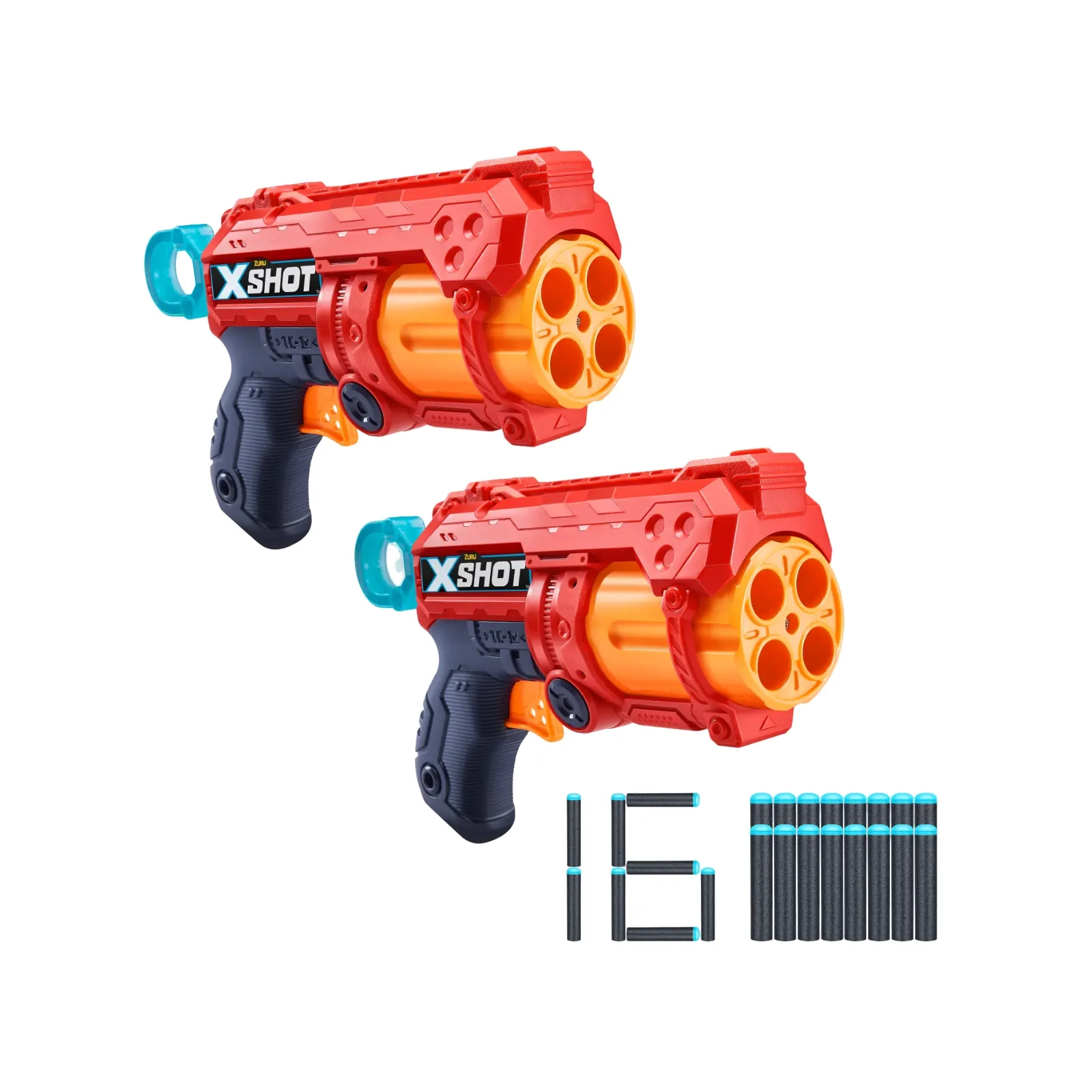 Игрушечное оружие Zuru X-Shot Red Быстрострельный бластер EXCEL FURY 4 2 PK (3 банка, 16 патронов) (36329R) изображение 2