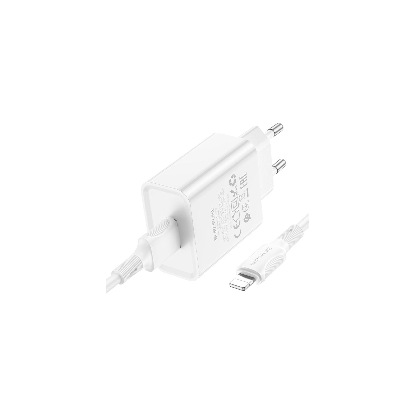 Зарядний пристрій BOROFONE BA74A Aspirer single port charger set(iP) White (BA74ALW) зображення 4
