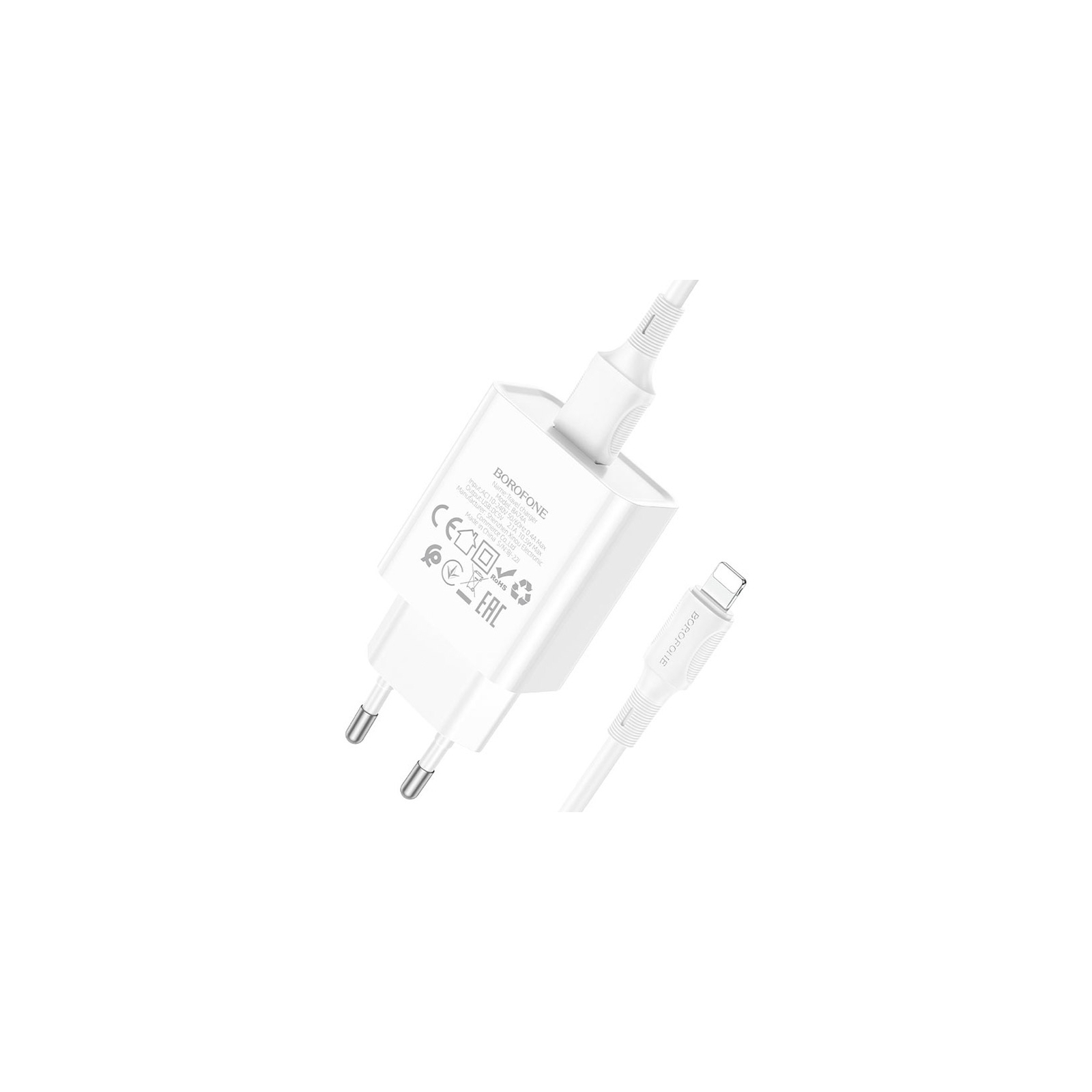 Зарядний пристрій BOROFONE BA74A Aspirer single port charger set(iP) White (BA74ALW) зображення 5