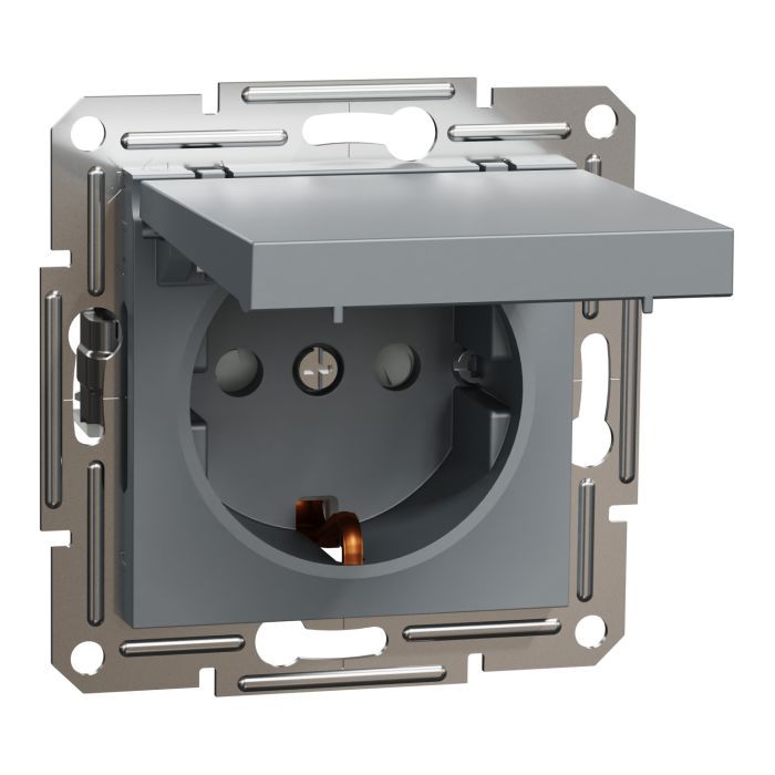 Розетка Schneider Electric ASFORA з кришкою, сталь (EPH3100162) изображение 2