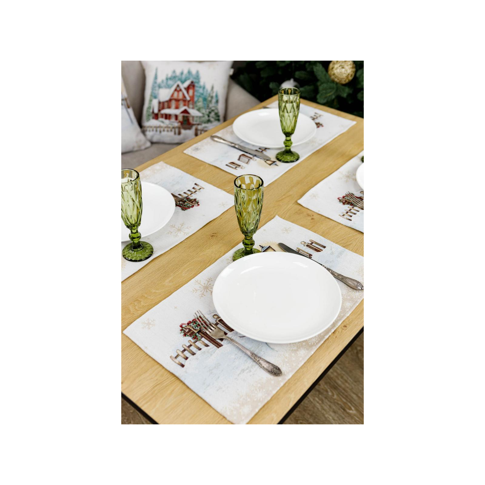 Серветка на стіл Прованс гобеленова з велюром Святковий дім 30х50 см (4823093450356) зображення 2