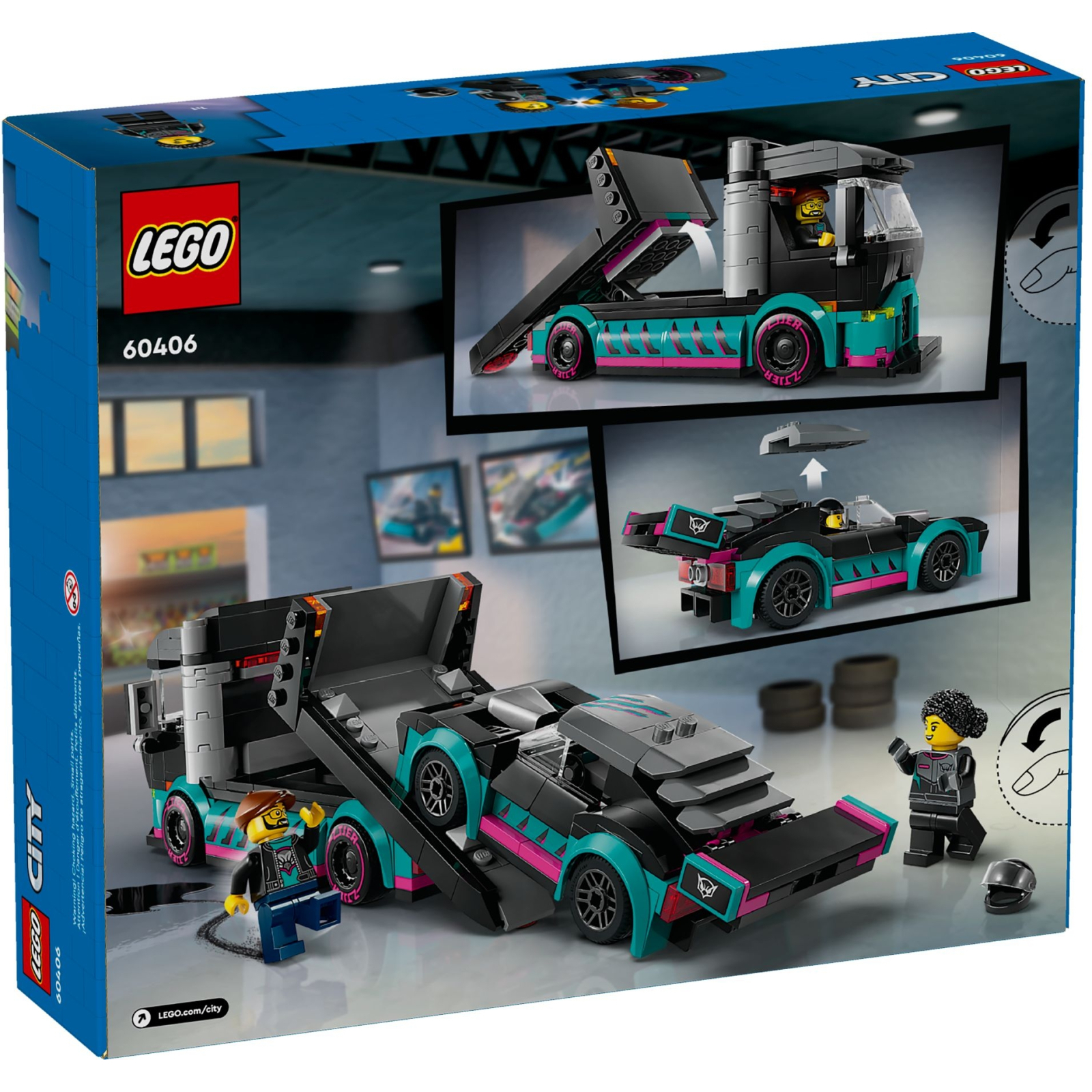 Конструктор LEGO City Автомобіль для перегонів й автовоз 328 деталей (60406) зображення 8