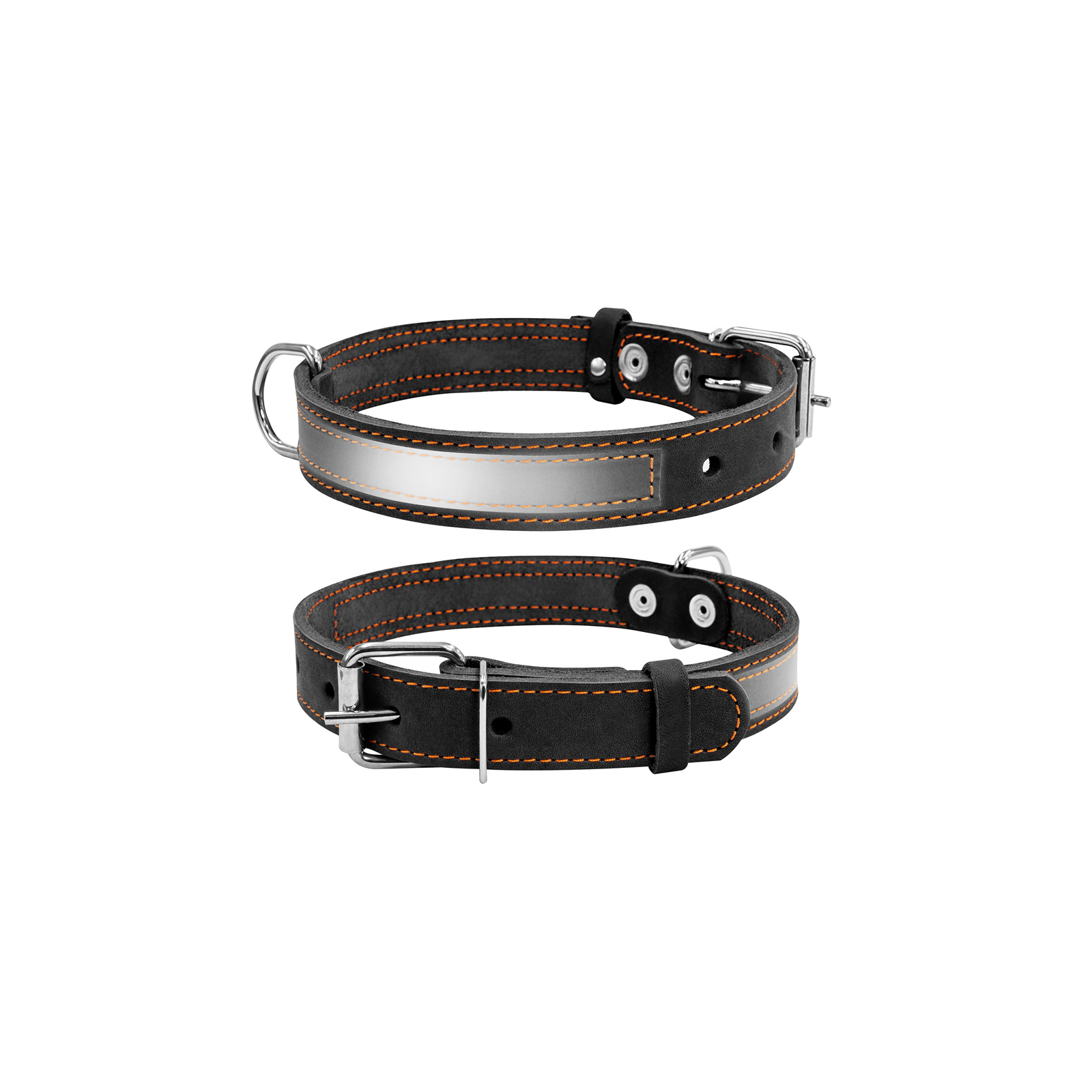 Ошейник для животных Collar со светоотражающей лентой Ш 20 мм Д 32-40 см черный (01551)
