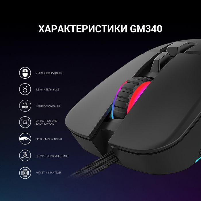 Мышка GamePro GM340 USB Black (GM340) изображение 6