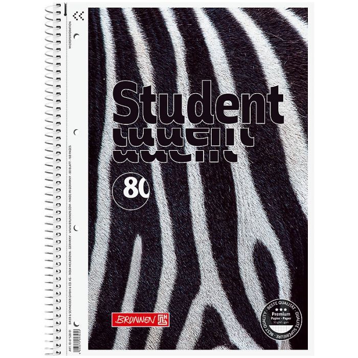 Тетрадь Brunnen Колледж-блок А4 Premium в клеточку 80 листов Zebra (10 675 28 05)