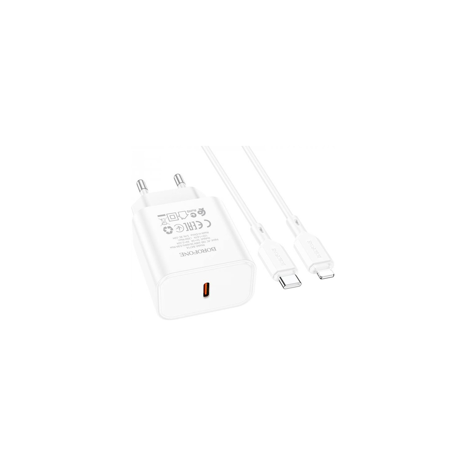 Зарядний пристрій BOROFONE BA71A charger set (C to iP) White (BA71ACLW) зображення 3