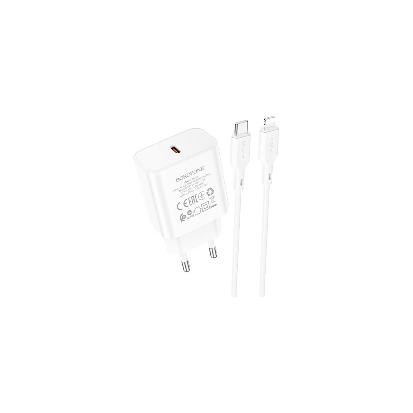 Зарядное устройство BOROFONE BA71A charger set (C to iP) White (BA71ACLW)
