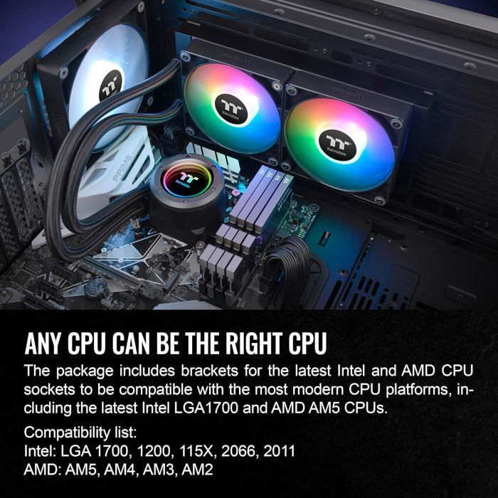 Система жидкостного охлаждения ThermalTake TH240 V2 ARGB Sync (CL-W361-PL12SW-A) изображение 12