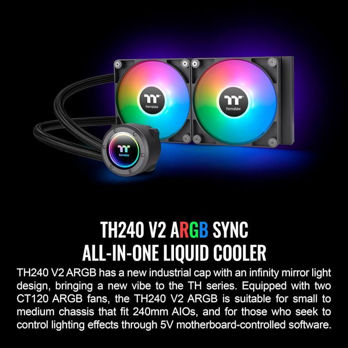 Система жидкостного охлаждения ThermalTake TH240 V2 ARGB Sync (CL-W361-PL12SW-A) изображение 8