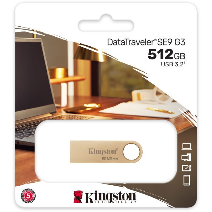 USB флеш накопитель Kingston 512GB DataTraveler SE9 G3 Gold USB 3.2 (DTSE9G3/512GB) изображение 5