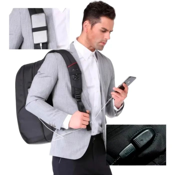 Рюкзак для ноутбука Tavialo 15.6" Smart TB20-1 black, 20л, 46х31х19см (TB20-124BL) изображение 11
