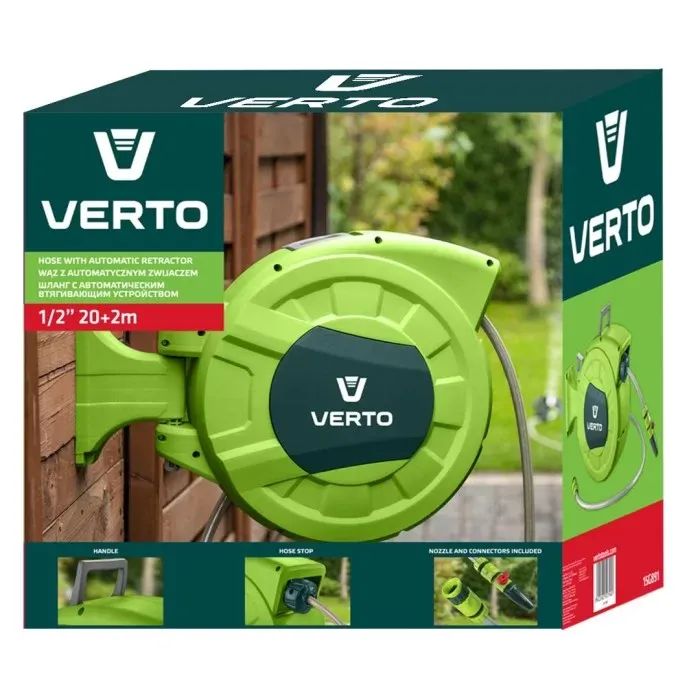 Поливочный шланг Verto на автоматической катушке, 20м+2м, 1/2" (15G891) изображение 2