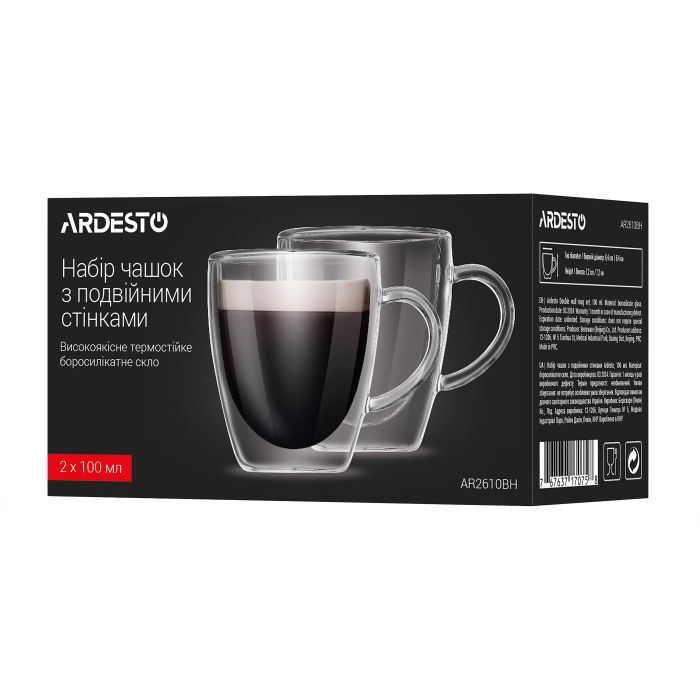 Набор чашек Ardesto BH 100 мл 2 шт прозорий (AR2610BH) изображение 2