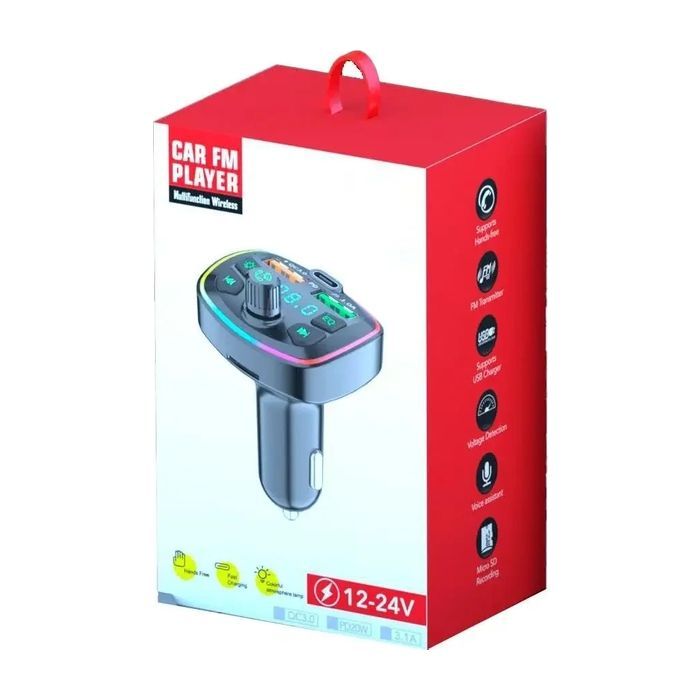 FM модулятор Voltronic Q8 з еквалайзером, 3.1A, USB, TF (FM-Q8EQ)