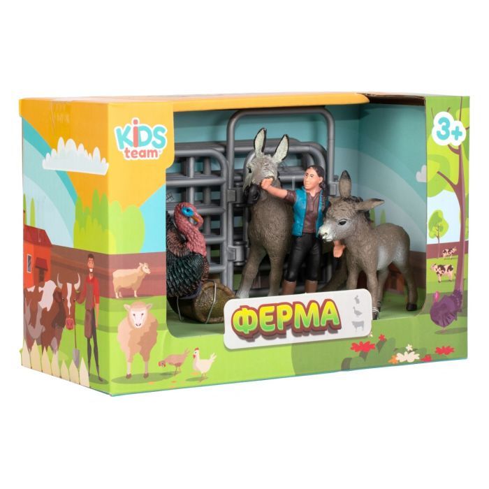 Фігурка Kids Team набір Ферма фермер, страус, віслюк, ослик, ослятко (Q9899-X20_3) зображення 2