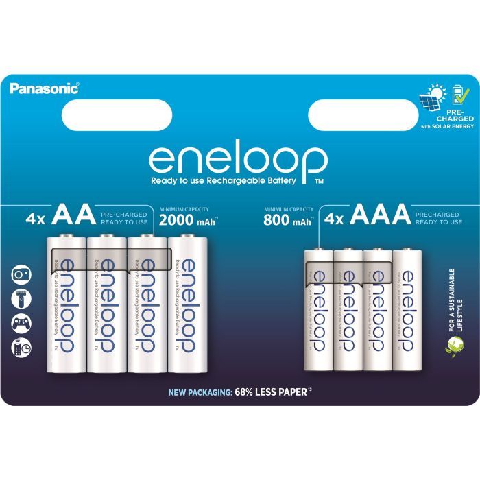 Акумулятор Panasonic AA Eneloop 2000mAh NI-MH * 4 + AAA 800mAh NI-MH * 4 (BK-3MCDE+4MCDE/8CP)