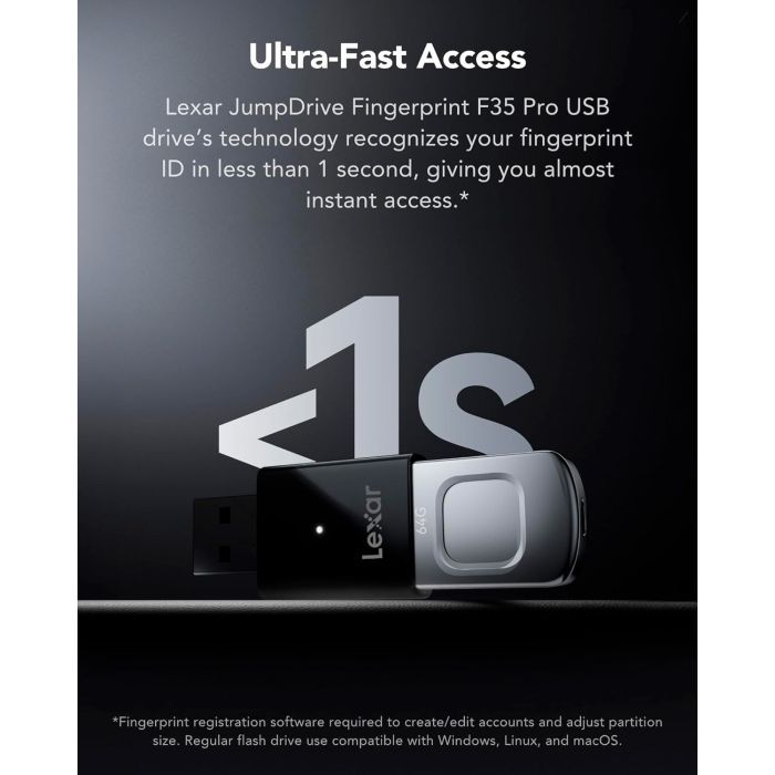 USB флеш накопитель Lexar 128GB JumpDrive Fingerprint F35 Pro USB 3.2 (LJDF35P128G-RNBNG) изображение 10