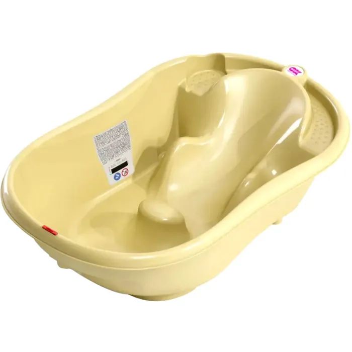 Ванночка Ok Baby Onda с анатомической горкой и термодатчиком, желтый (38231300)