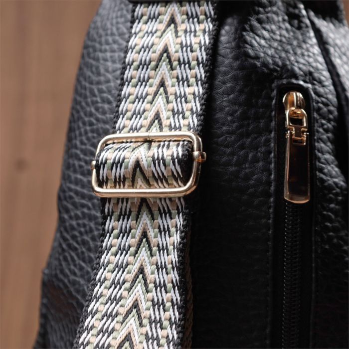 Сумка Vintage Из крупнозернистой экокожи Черная (22763) изображение 11