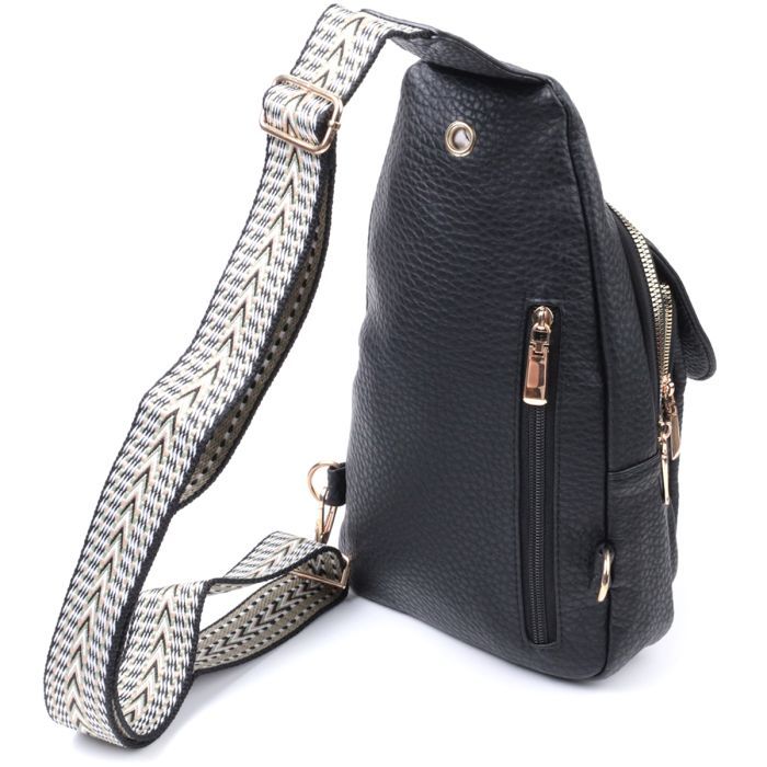 Сумка Vintage Из крупнозернистой экокожи Черная (22763) изображение 2