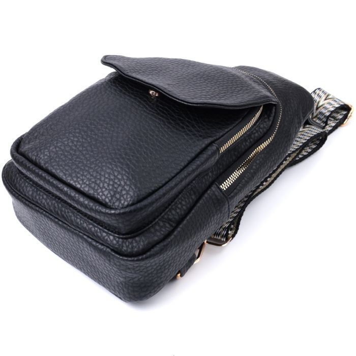 Сумка Vintage Из крупнозернистой экокожи Черная (22763) изображение 5