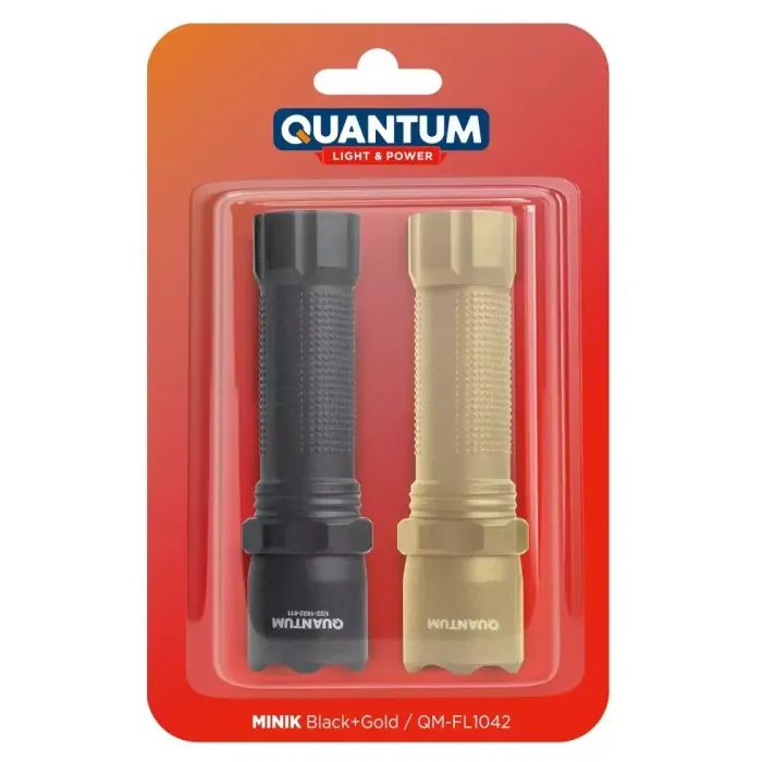 Ліхтар Quantum QM-FL1042 Minik 3W LED з USB Black-Gold, 2 шт./уп. (QM-FL1042)