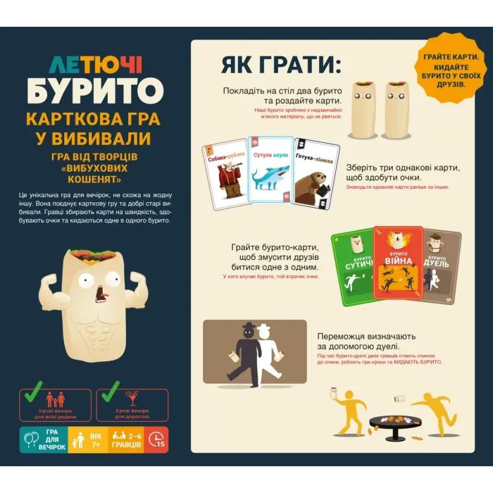 Настольная игра Geekach Games Летучие буррито (Throw Throw Burrito) (укр.) (EKITTB01UA) изображение 4
