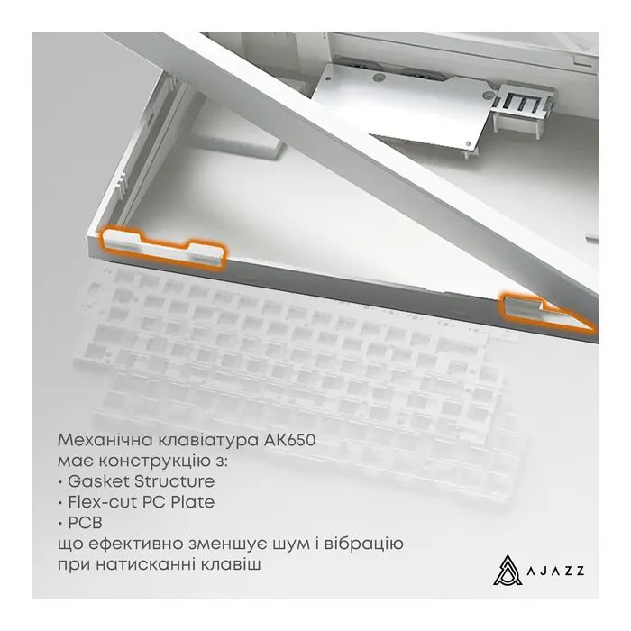 Клавиатура Ajazz AK650 Flying Fish Switch Black RGB USB/Wireless/Bluetooth UA Black (AK650-FF-BGY) изображение 8