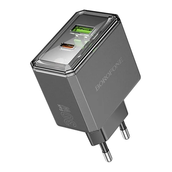 Зарядний пристрій BOROFONE BAS32A Treasure 1xUSB-C PD30W + 1xUSB QC3.0 Black (6941991110641)