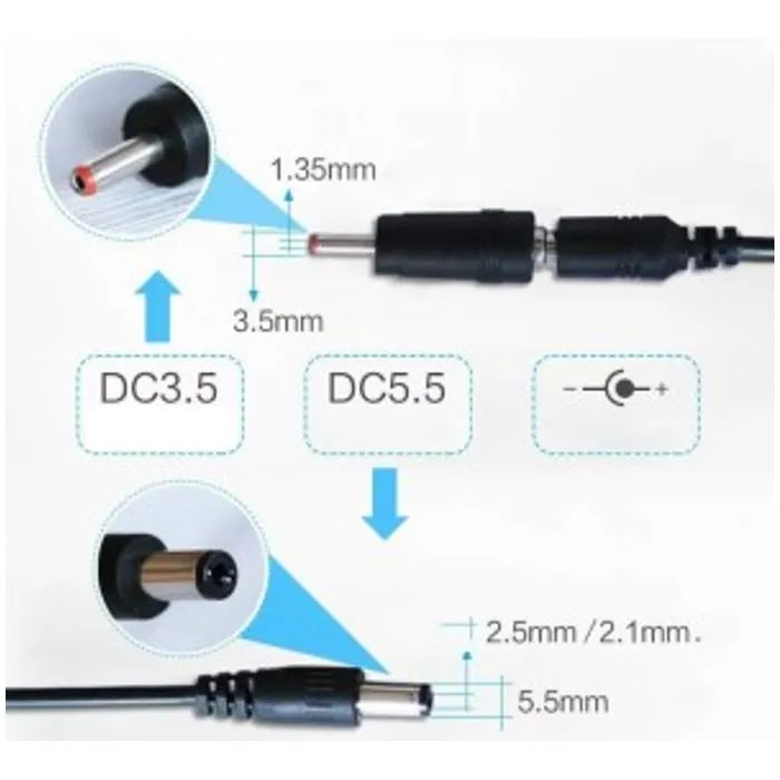 Кабель живлення USB to DC 5.5mm + 3.51.35mm 0.8m 18W Kingda (KD-USB-DC9/12) зображення 2