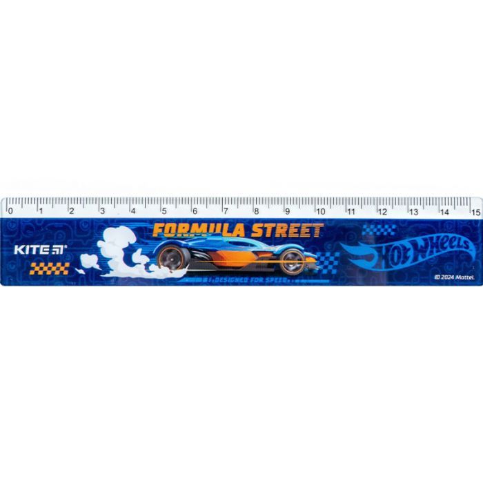 Линейка Kite Hot Wheels, 15 см (HW24-090)