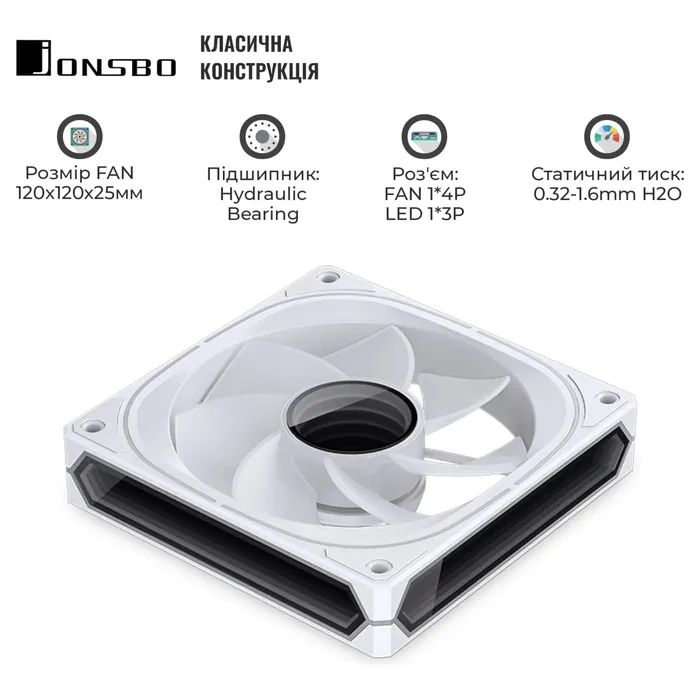 Кулер для корпуса JONSBO FR-505WR Reverse ARGB White изображение 7