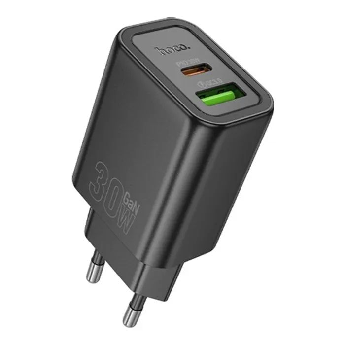 Зарядний пристрій HOCO N63 USB-C PD30W + USB QC3.0 black (6942007644358)