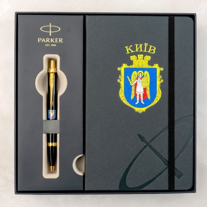 Ручка кулькова Parker IM 17 CITY Black GT BP Герб Києва + блокнот Parker + подар.упак. GIFT24 (22032b24_C0010u) зображення 10