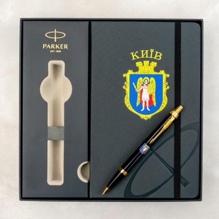 Ручка кулькова Parker IM 17 CITY Black GT BP Герб Києва + блокнот Parker + подар.упак. GIFT24 (22032b24_C0010u) зображення 11