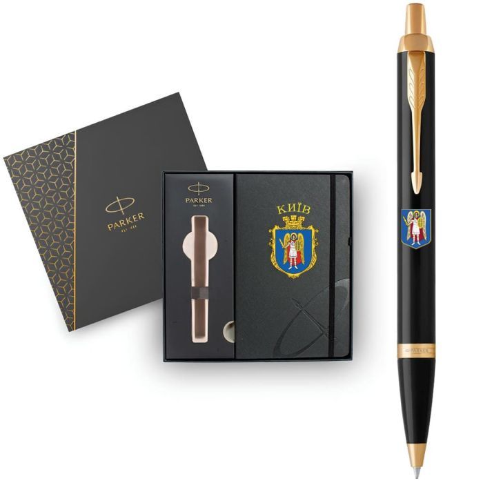 Ручка кулькова Parker IM 17 CITY Black GT BP Герб Києва + блокнот Parker + подар.упак. GIFT24 (22032b24_C0010u) зображення 3