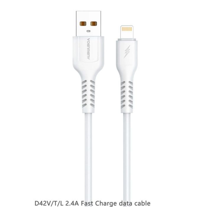 Дата кабель USB 2.0 AM to Lightning 1.0m 2.4A silicone white Denmen (DM-D42L-WH)