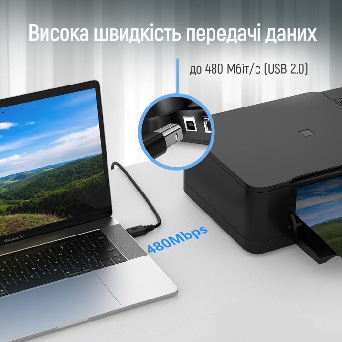 Кабель для принтера USB 2.0 AM/BM 2.0m black ColorWay (CW-CBUB072-BK) зображення 8