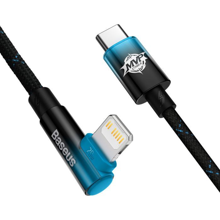 Дата кабель USB-C to Lightning 1.0m 20W 90° corner black Baseus (CAVP000201) зображення 2