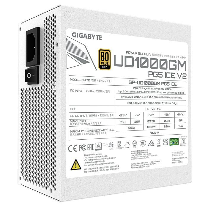 Блок питания GIGABYTE 1000W (GP-UD1000GM PG5 ICE) изображение 5