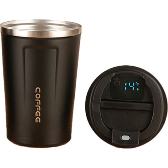 Термокружка Merlion з LED дисплеєм 380 мл, чорна (Termo-304LED-380Black)