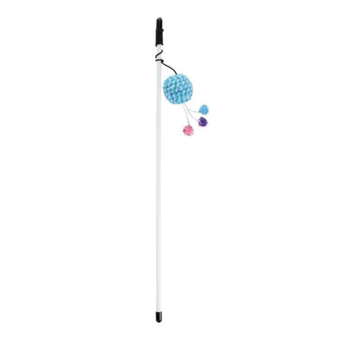 Іграшка для котів Hippie Pet Вудка з м'ячиками синя 46 см (HIPCW16022M)